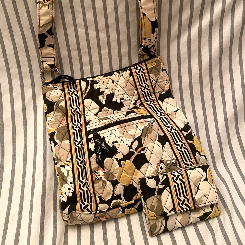 Vera Bradley Two Piece Crossbody Sling Bag and Wallet Set